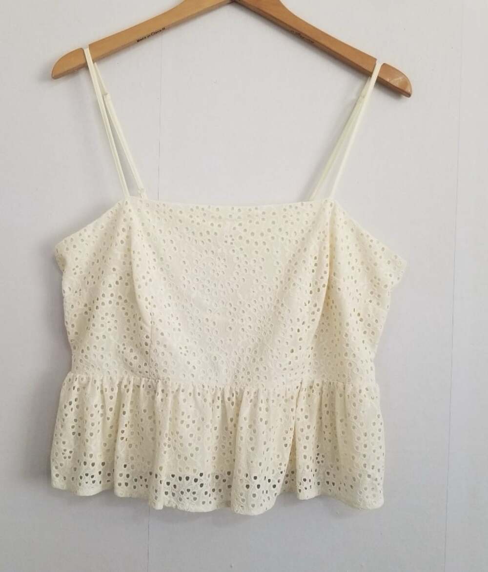 A New Day Cream Eyelet Tank Top Size Large